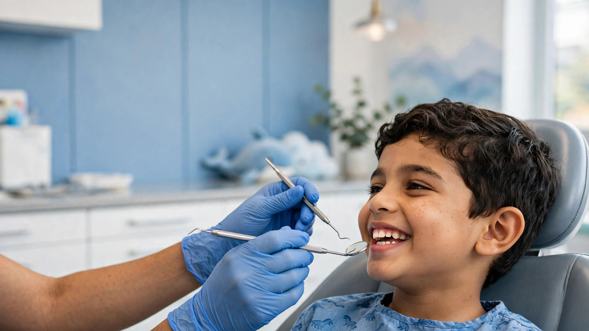 Happy child at dental check-up
